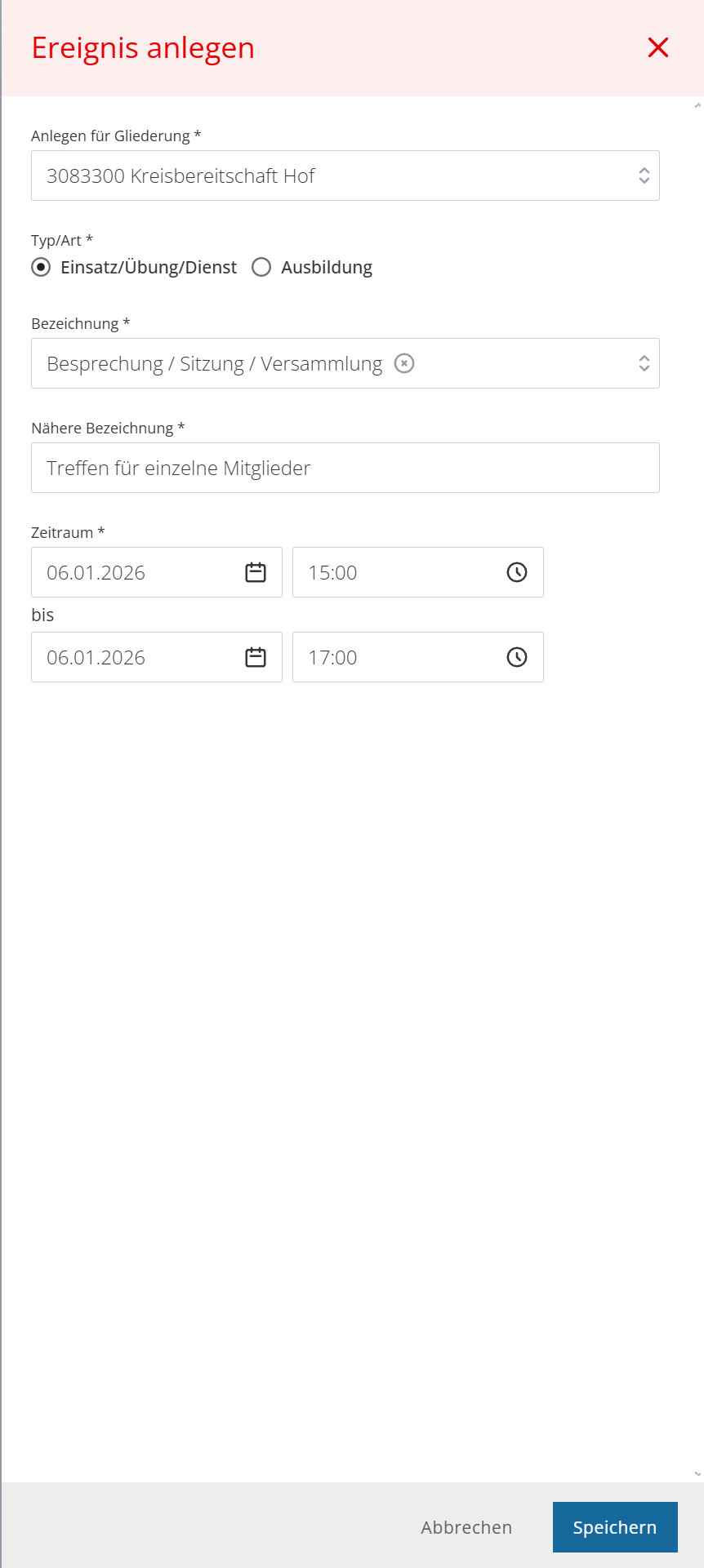 Erstellung neuer Termin