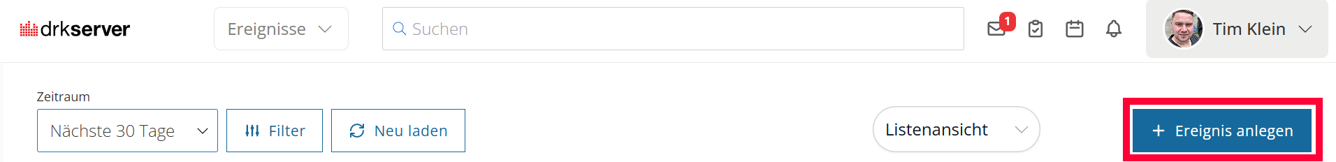 Übersichtsseite drkserver