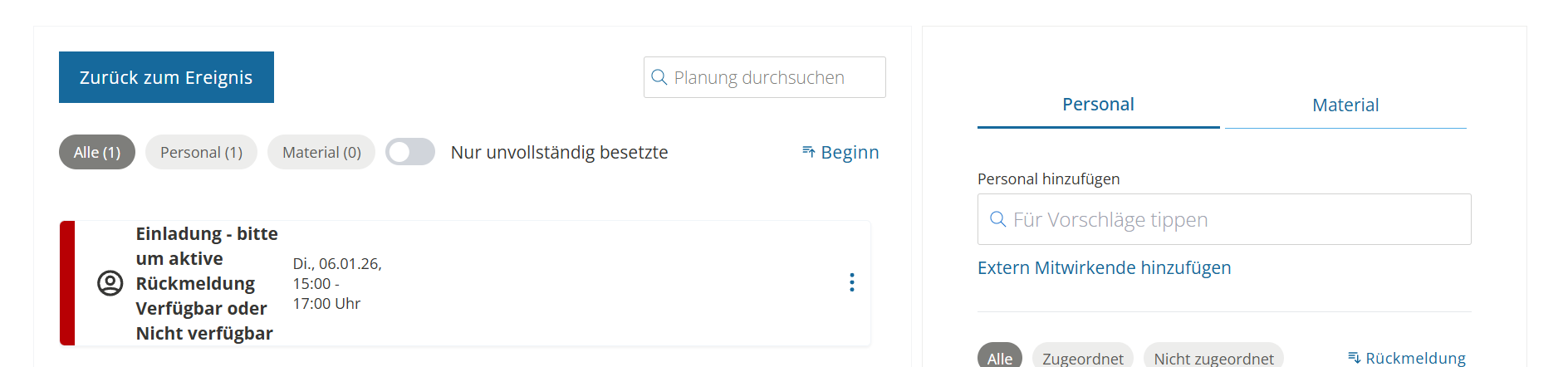 erstellte Planstelle