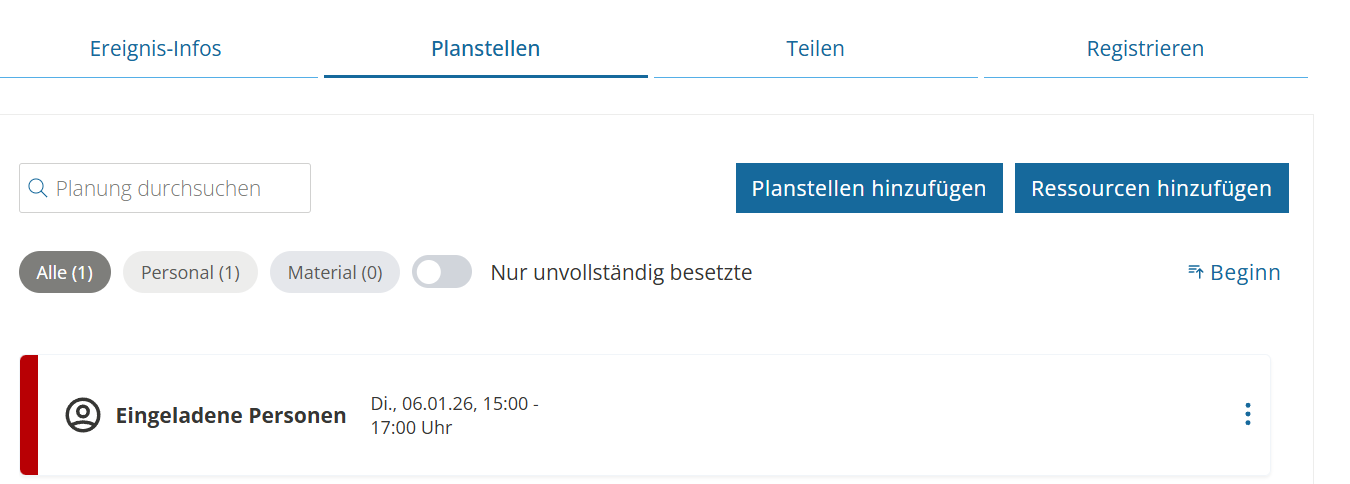 erstellte Planstelle